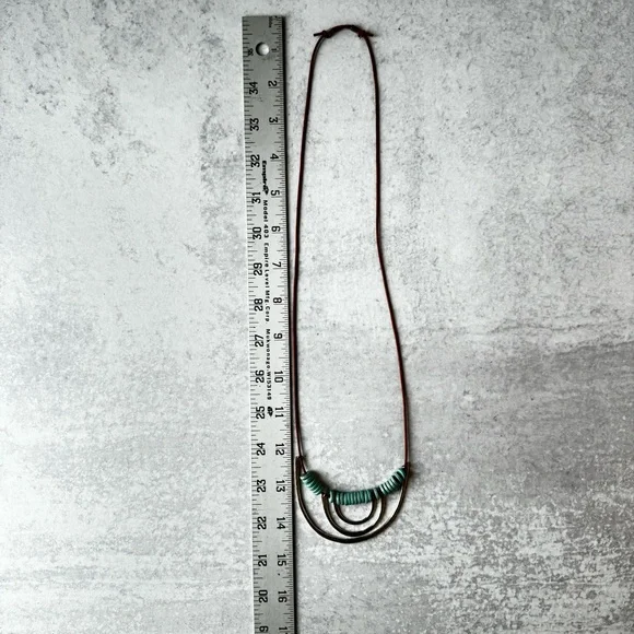 Artisan Made Leather Silver Stone Necklace - Picture 5 of 7